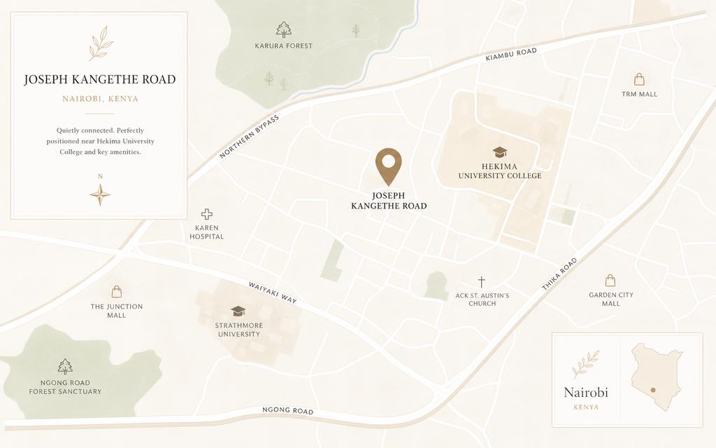 Map showing Joseph Kangethe Road