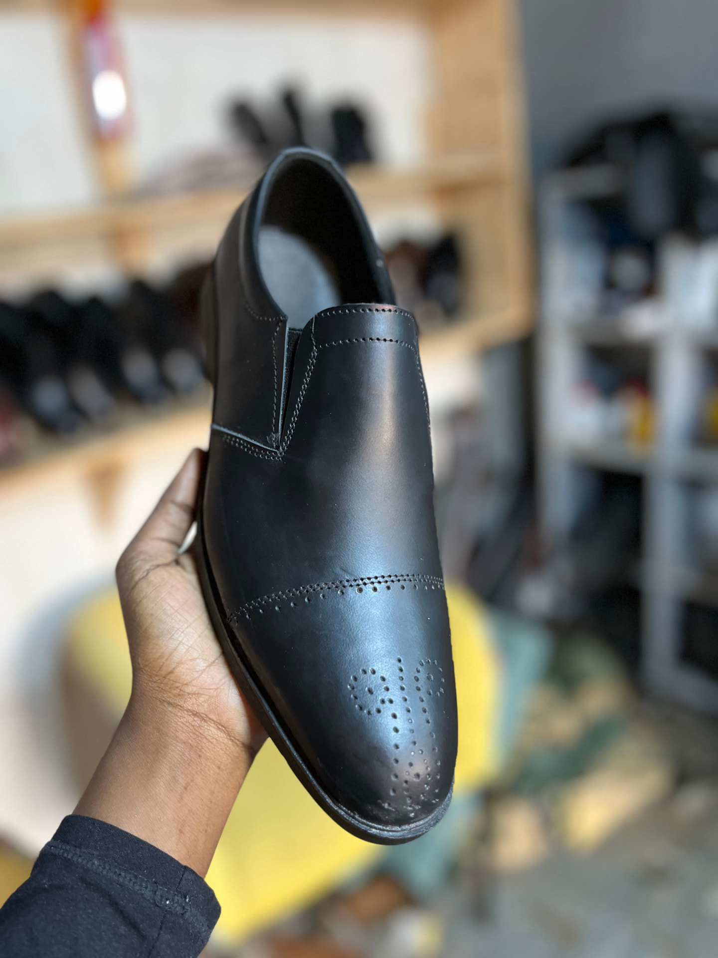 Perforated Black Slip-On — leather shoe by Fiti Soles