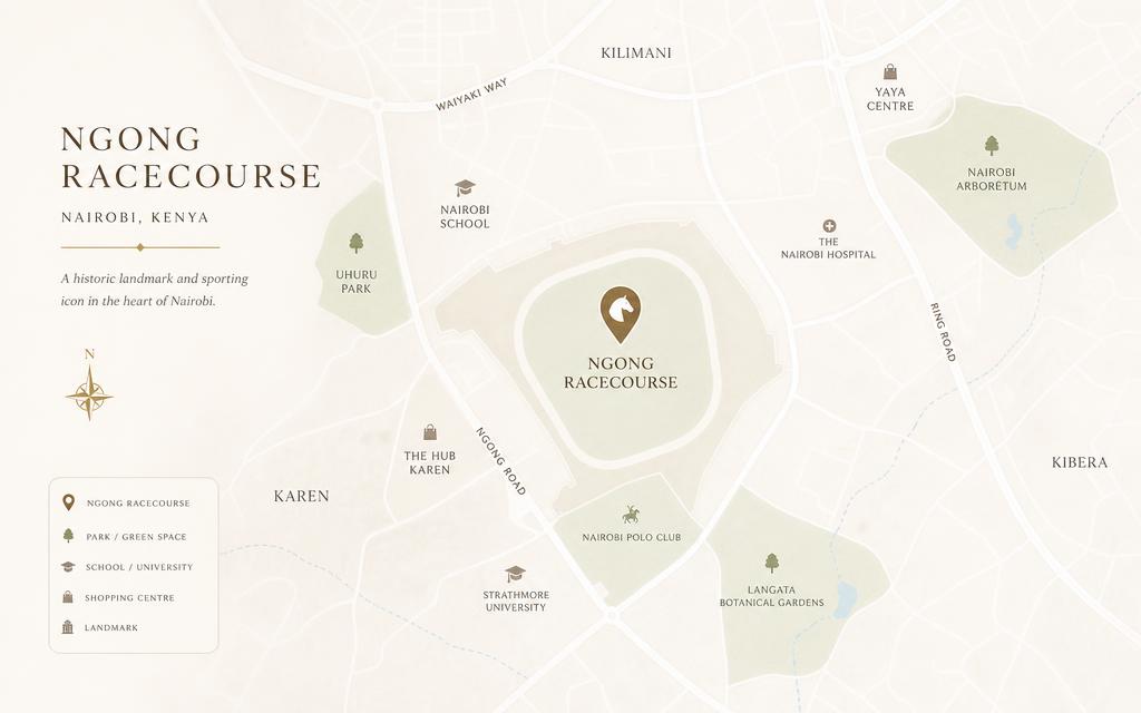 Map showing Ngong Racecourse